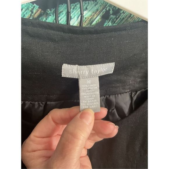 Sherry Taylor Linen Blend Blazer Jacket Size M Black 🍒🌿 - Picture 13 of 14